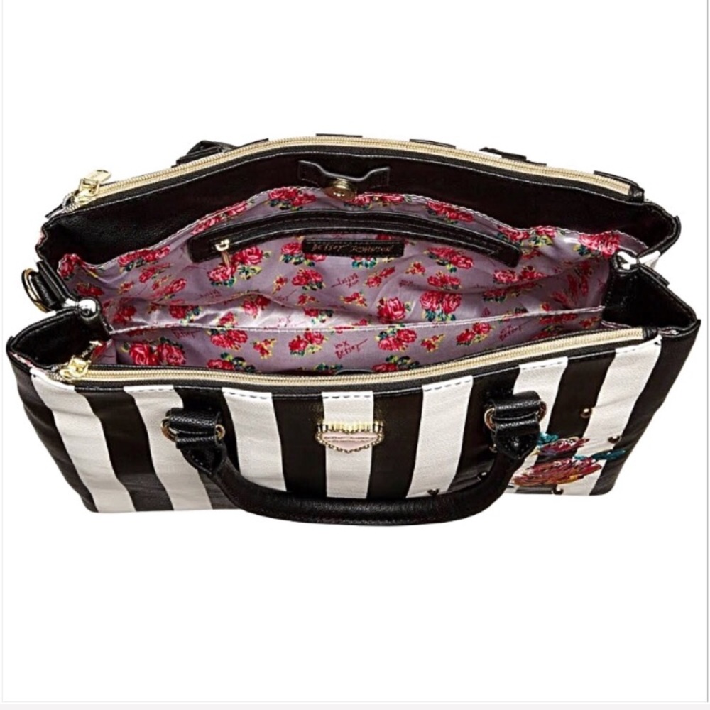 BETSEY JOHNSON Striped Satchel Crossbody Bag sold - Picture 4 of 7